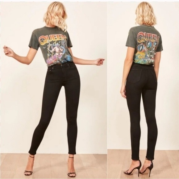 Reformation Denim - REFORMATION HARPER BLK Sustainable High ultra skinny woman super stretch jean 26